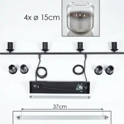 hofstein Suspension Verre 15cm Lauden Clair, Fumé, 4 lumières