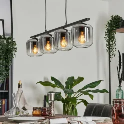 hofstein Suspension Verre 15cm Lauden Clair, Fumé, 4 lumières