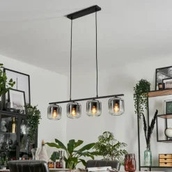 hofstein Suspension Verre 15cm Lauden Clair, Fumé, 4 lumières