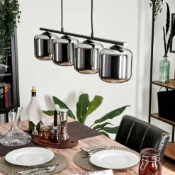 hofstein Suspension Verre 15cm Lauden Fumé, 4 lumières