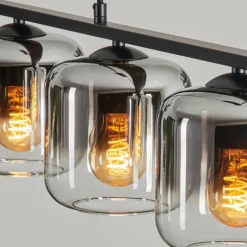 hofstein Suspension Verre 15cm Lauden Clair, Fumé, 4 lumières