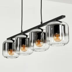 hofstein Suspension Verre 15cm Lauden Clair, Fumé, 4 lumières