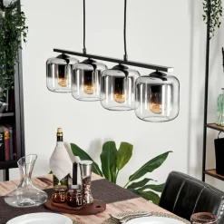hofstein Suspension Verre 15cm Lauden Clair, Fumé, 4 lumières