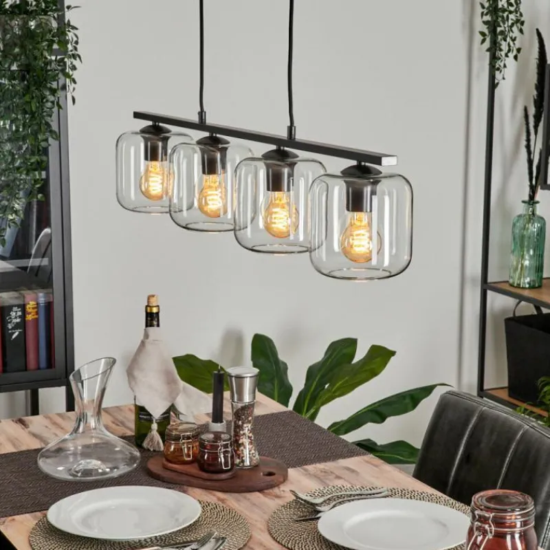 hofstein Suspension Verre 15cm Lauden Clair, 4 lumières