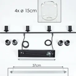 hofstein Suspension Verre 15cm Lauden Clair, 4 lumières