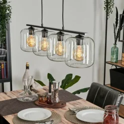 hofstein Suspension Verre 20cm Lauden Clair, 4 lumières