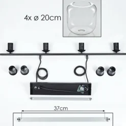 hofstein Suspension Verre 20cm Lauden Clair, 4 lumières