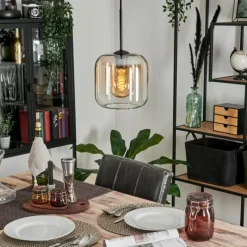 hofstein Suspension Verre 20cm Lauden Ambre, Clair, 1 lumière