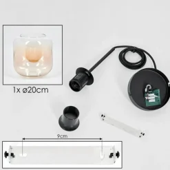 hofstein Suspension Verre 20cm Lauden Ambre, Clair, 1 lumière