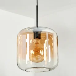 hofstein Suspension Verre 25cm Lauden Ambre, Clair, 1 lumière
