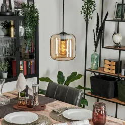 hofstein Suspension Verre 20cm Lauden Ambre, 1 lumière