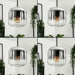 hofstein Suspension Verre 20cm Lauden Chrome, Clair, Fumé, 1 lumière