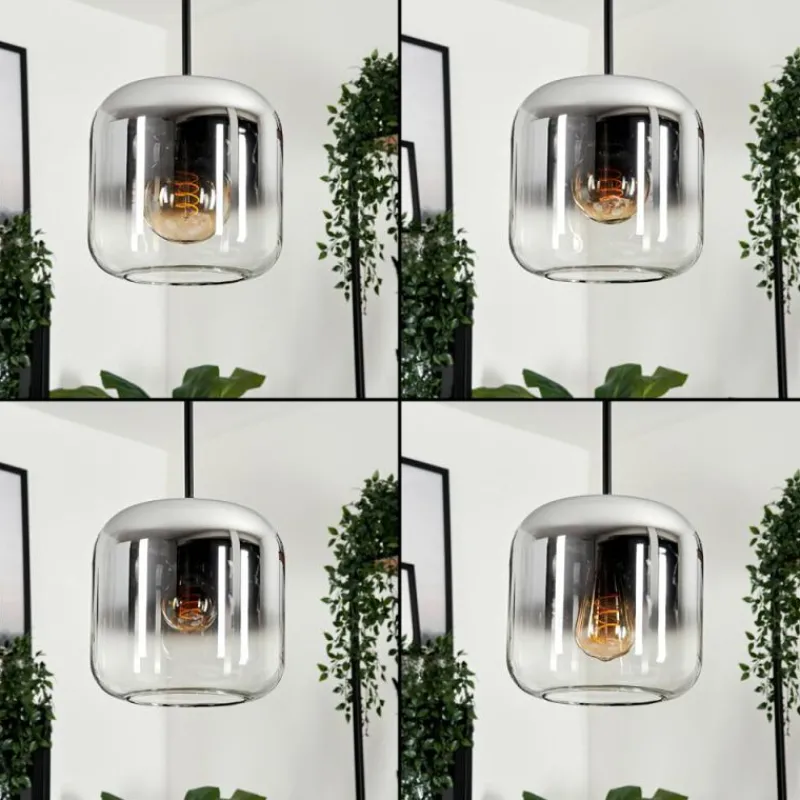 hofstein Suspension Verre 20cm Lauden Chrome, Clair, Fumé, 1 lumière