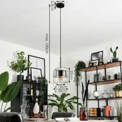 hofstein Suspension Verre 20cm Lauden Chrome, Clair, Fumé, 1 lumière