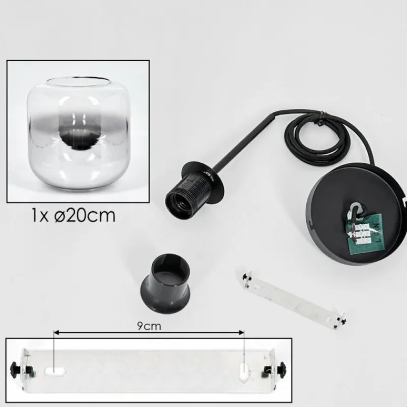 hofstein Suspension Verre 20cm Lauden Chrome, Clair, Fumé, 1 lumière