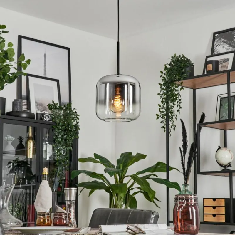 hofstein Suspension Verre 20cm Lauden Chrome, Clair, Fumé, 1 lumière