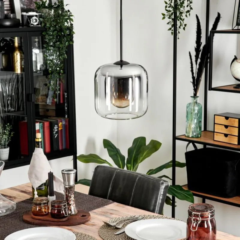 hofstein Suspension Verre 20cm Lauden Chrome, Clair, Fumé, 1 lumière