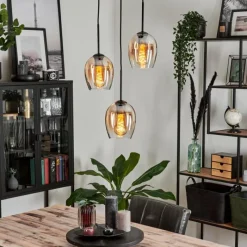 hofstein Suspension Verre 15cm Vevino Ambre, Clair, 3 lumières