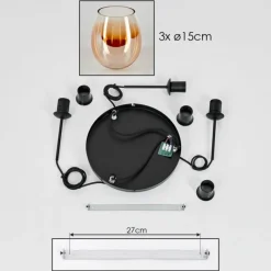 hofstein Suspension Verre 15cm Vevino Ambre, Clair, 3 lumières