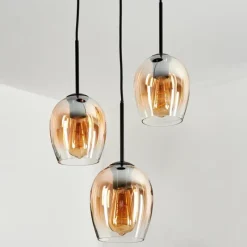 hofstein Suspension Verre 15cm Vevino Ambre, Clair, 3 lumières