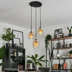 hofstein Suspension Verre 15cm Vevino Ambre, Clair, 3 lumières