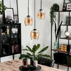 hofstein Suspension Verre 15cm Vevino Ambre, Clair, 3 lumières