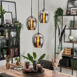 Suspension Verre Fumé-hofstein Suspension Verre 20cm Vevino Chrome, Fumé, 3 lumières