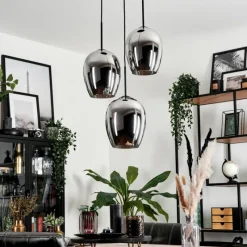 Suspension Verre Fumé-hofstein Suspension Verre 20cm Vevino Chrome, Fumé, 3 lumières