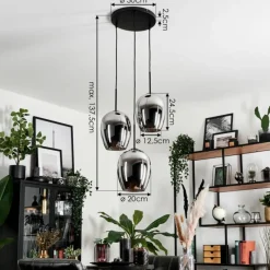 Suspension Verre Fumé-hofstein Suspension Verre 20cm Vevino Chrome, Fumé, 3 lumières