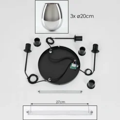 Suspension Verre Fumé-hofstein Suspension Verre 20cm Vevino Chrome, Fumé, 3 lumières