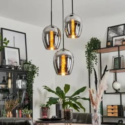 Suspension Verre Fumé-hofstein Suspension Verre 20cm Vevino Chrome, Fumé, 3 lumières