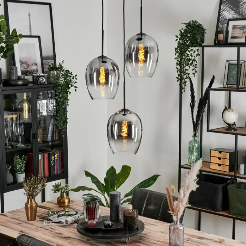 Suspension Verre Fumé-hofstein Suspension Verre 20cm Vevino Clair, Fumé, 3 lumières