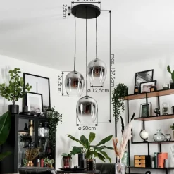 Suspension Verre Fumé-hofstein Suspension Verre 20cm Vevino Clair, Fumé, 3 lumières