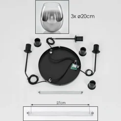 Suspension Verre Fumé-hofstein Suspension Verre 20cm Vevino Clair, Fumé, 3 lumières