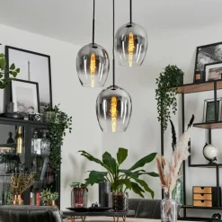 Suspension Verre Fumé-hofstein Suspension Verre 20cm Vevino Clair, Fumé, 3 lumières
