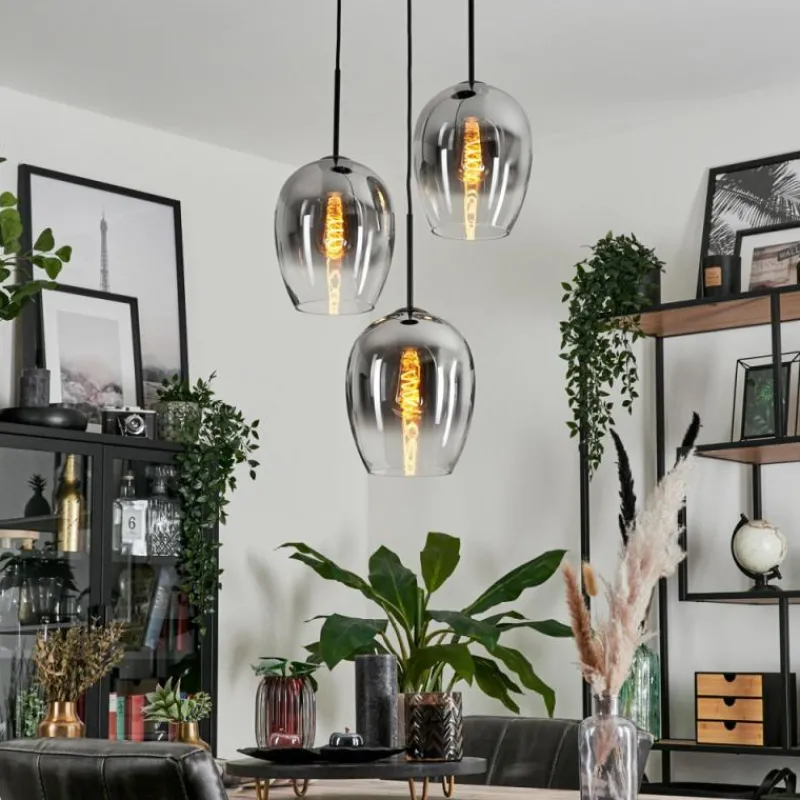 Suspension Verre Fumé-hofstein Suspension Verre 20cm Vevino Clair, Fumé, 3 lumières