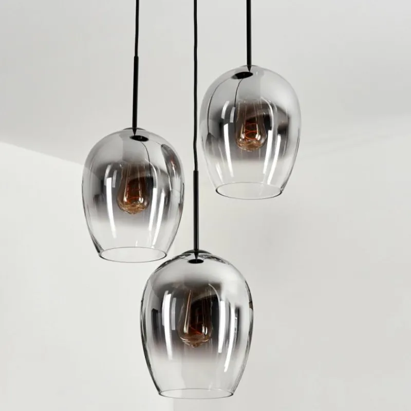 Suspension Verre Fumé-hofstein Suspension Verre 20cm Vevino Clair, Fumé, 3 lumières