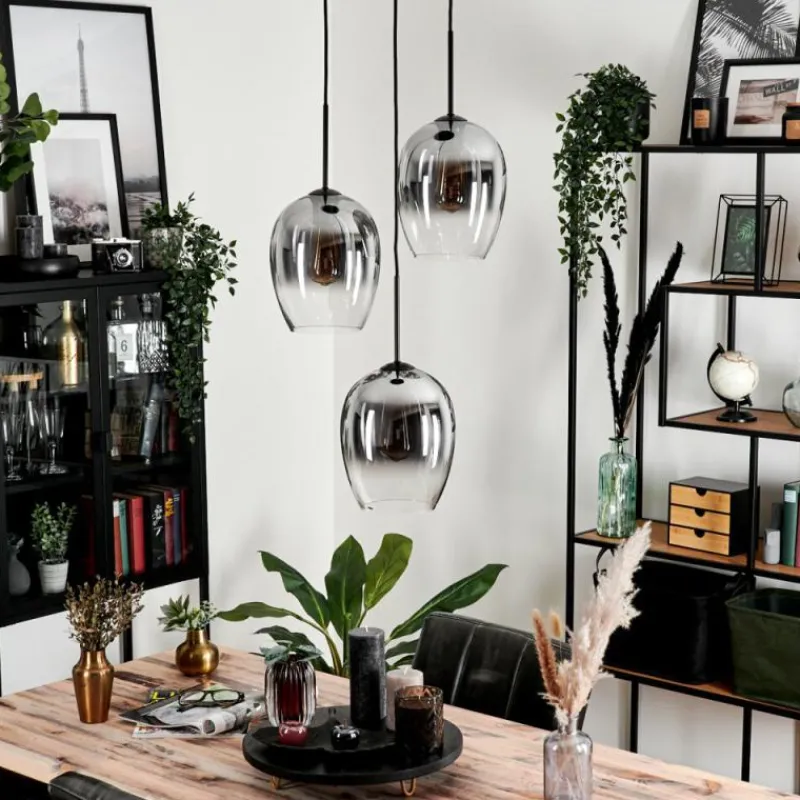 Suspension Verre Fumé-hofstein Suspension Verre 20cm Vevino Clair, Fumé, 3 lumières