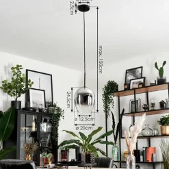 Suspension Verre Fumé-hofstein Suspension Verre 20cm Vevino Chrome, Clair, Fumé, 1 lumière