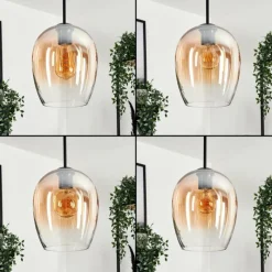 hofstein Suspension Verre 20cm Vevino Ambre, Clair, 3 lumières