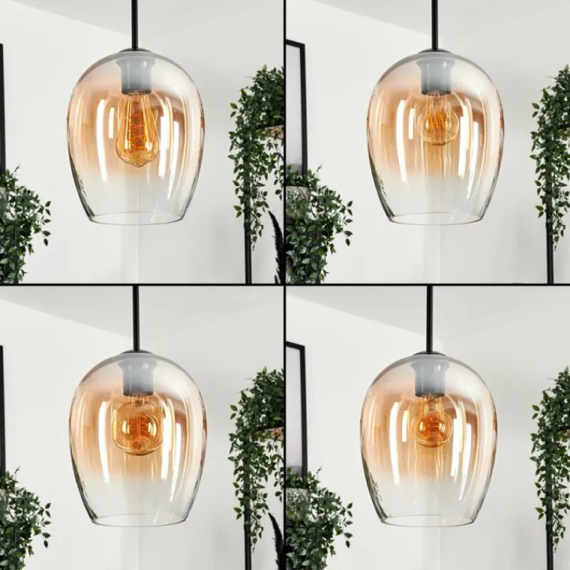 hofstein Suspension Verre 20cm Vevino Ambre, Clair, 3 lumières
