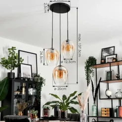 hofstein Suspension Verre 20cm Vevino Ambre, Clair, 3 lumières