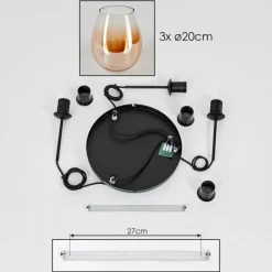 hofstein Suspension Verre 20cm Vevino Ambre, Clair, 3 lumières