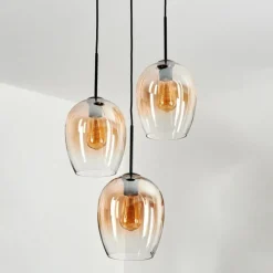 hofstein Suspension Verre 20cm Vevino Ambre, Clair, 3 lumières