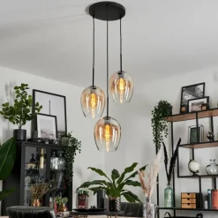 hofstein Suspension Verre 20cm Vevino Ambre, Clair, 3 lumières