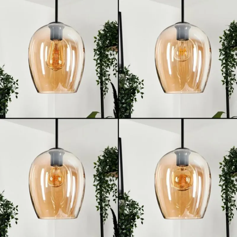 hofstein Suspension Verre 20cm Vevino Ambre, 3 lumières