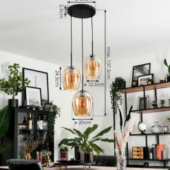 hofstein Suspension Verre 20cm Vevino Ambre, 3 lumières