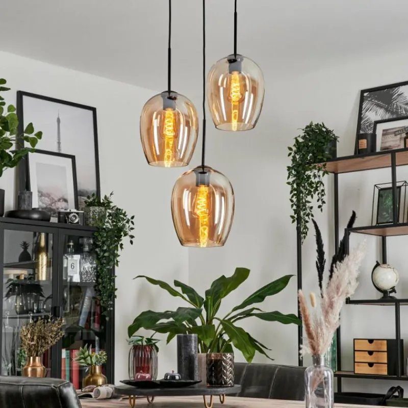 hofstein Suspension Verre 20cm Vevino Ambre, 3 lumières