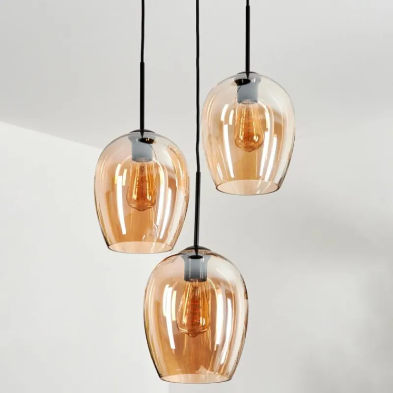 hofstein Suspension Verre 20cm Vevino Ambre, 3 lumières
