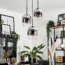 Suspension Verre Fumé-hofstein Suspension Verre 20cm Vevino Chrome, Clair, Fumé, 3 lumières